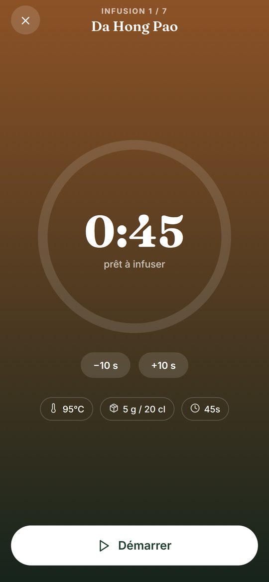 Minuteur d'infusion du Da Hong Pao